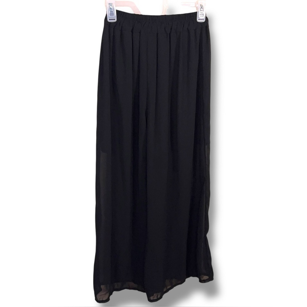 Small Black Harem Style Pants Lined Elastic Waistband Semi Sheer Legs Goth Boho
